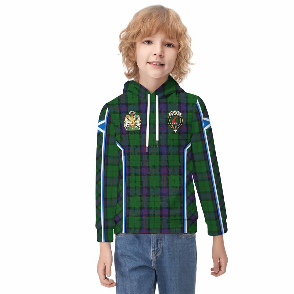 Armstrong Tartan Crest Kid Hoodie Scotland Coat of Arm Flag Style - Tartan Vibes Clothing