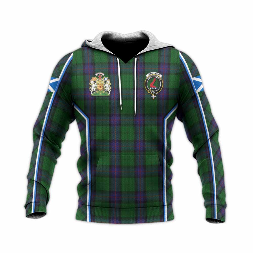Armstrong Tartan Crest Knitted Hoodie Scotland Coat of Arm Flag Style - Tartan Vibes Clothing