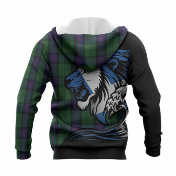 Armstrong Tartan Crest Knitted Hoodie Scottish Golden Lions Wave Flow