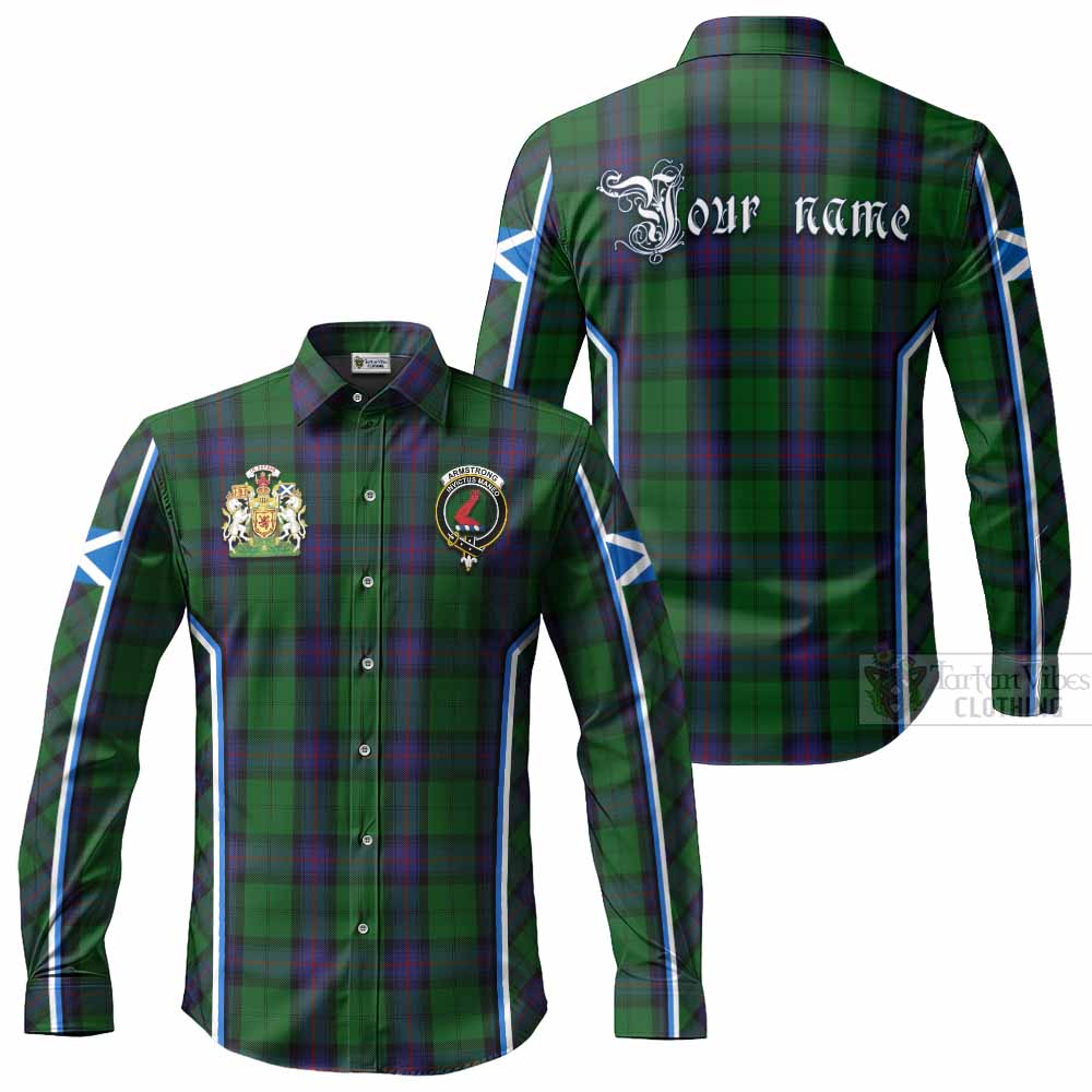 Armstrong Tartan Crest Long Sleeve Button Shirts Scotland Coat of Arm Flag Style - Tartan Vibes Clothing