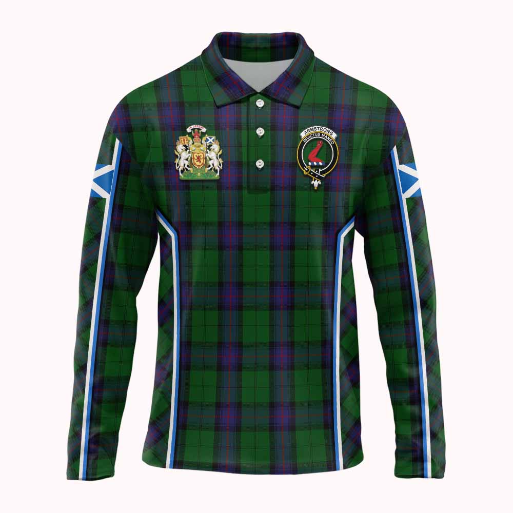 Armstrong Tartan Crest Long Sleeve Polo Shirt Scotland Coat of Arm Flag Style - Tartan Vibes Clothing