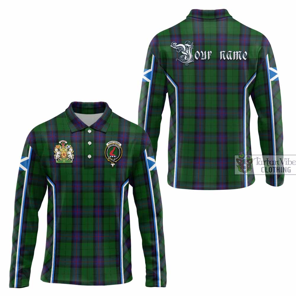 Armstrong Tartan Crest Long Sleeve Polo Shirt Scotland Coat of Arm Flag Style - Tartan Vibes Clothing
