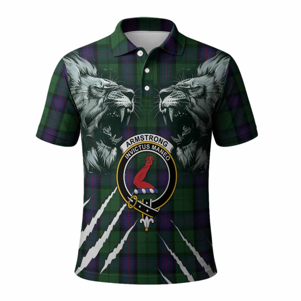Armstrong Tartan Crest Polo Shirt Ferocious Lion Style