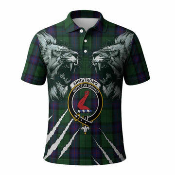 Armstrong Tartan Crest Polo Shirt Ferocious Lion Style
