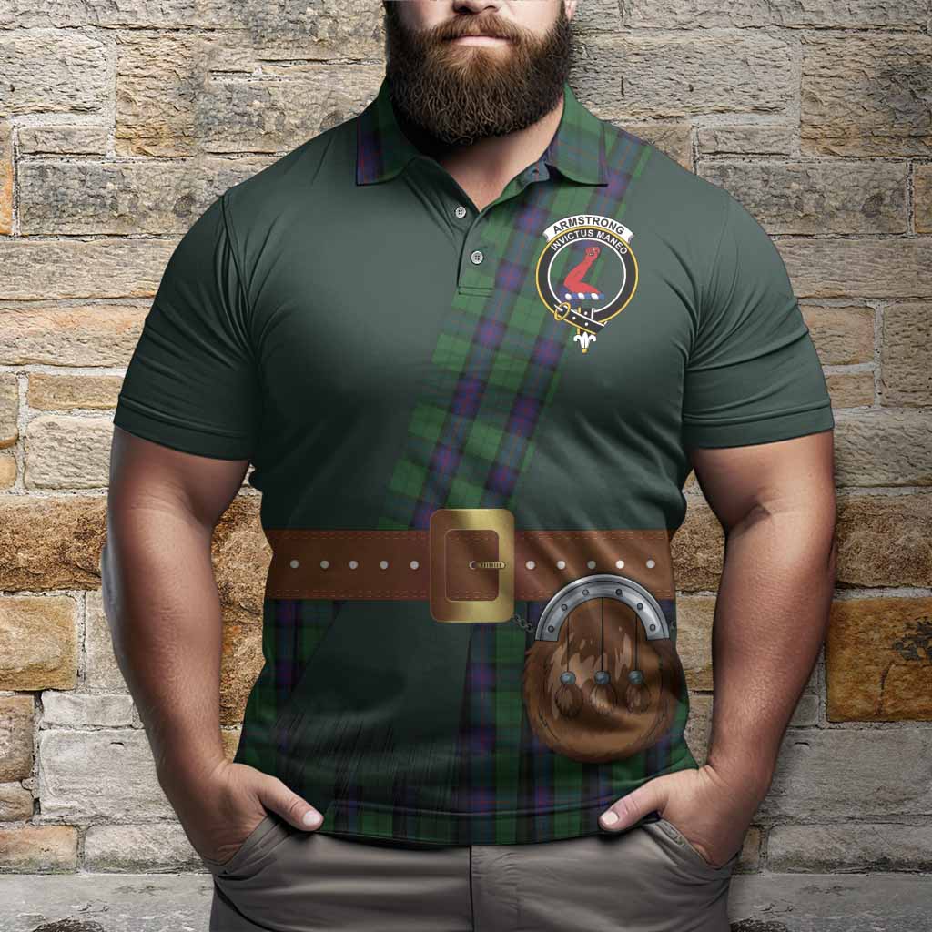 Armstrong Tartan Crest Polo Shirt Kilt Costume Style