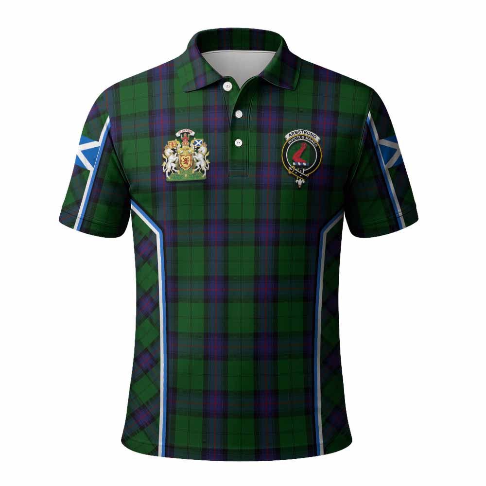 Armstrong Tartan Crest Polo Shirt Scotland Coat of Arm Flag Style - Tartan Vibes Clothing