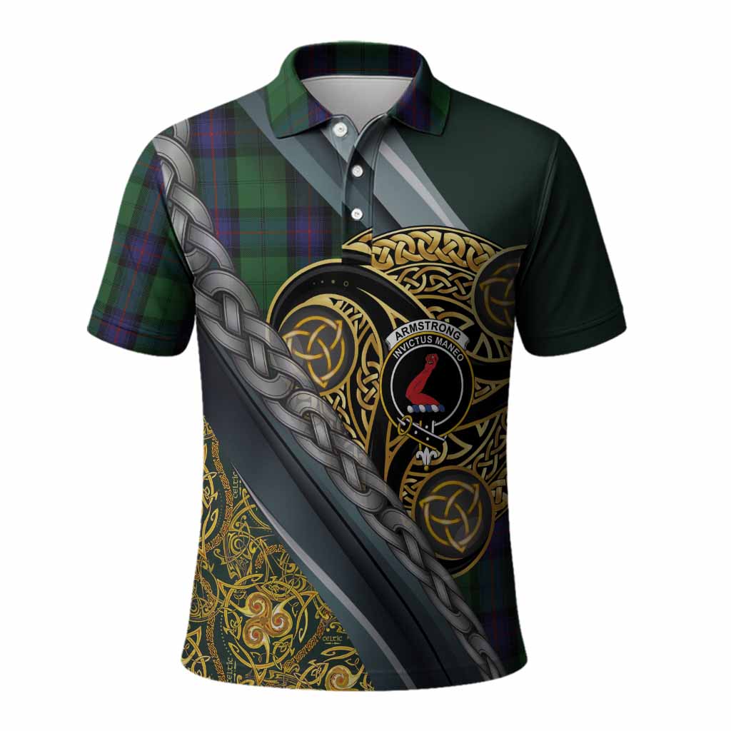 Armstrong Tartan Crest Polo Shirt Scottish Triskele Celtic