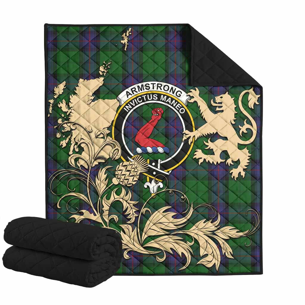 Armstrong Tartan Crest Premium Quilt with Scottish Iconic Symbols 