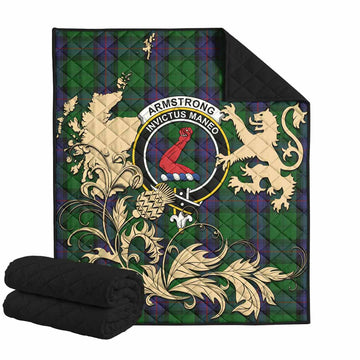 Armstrong Tartan Crest Premium Quilt with Scottish Iconic Symbols 