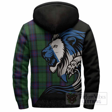 Armstrong Tartan Crest Sherpa Hoodie Scottish Golden Lions Wave Flow