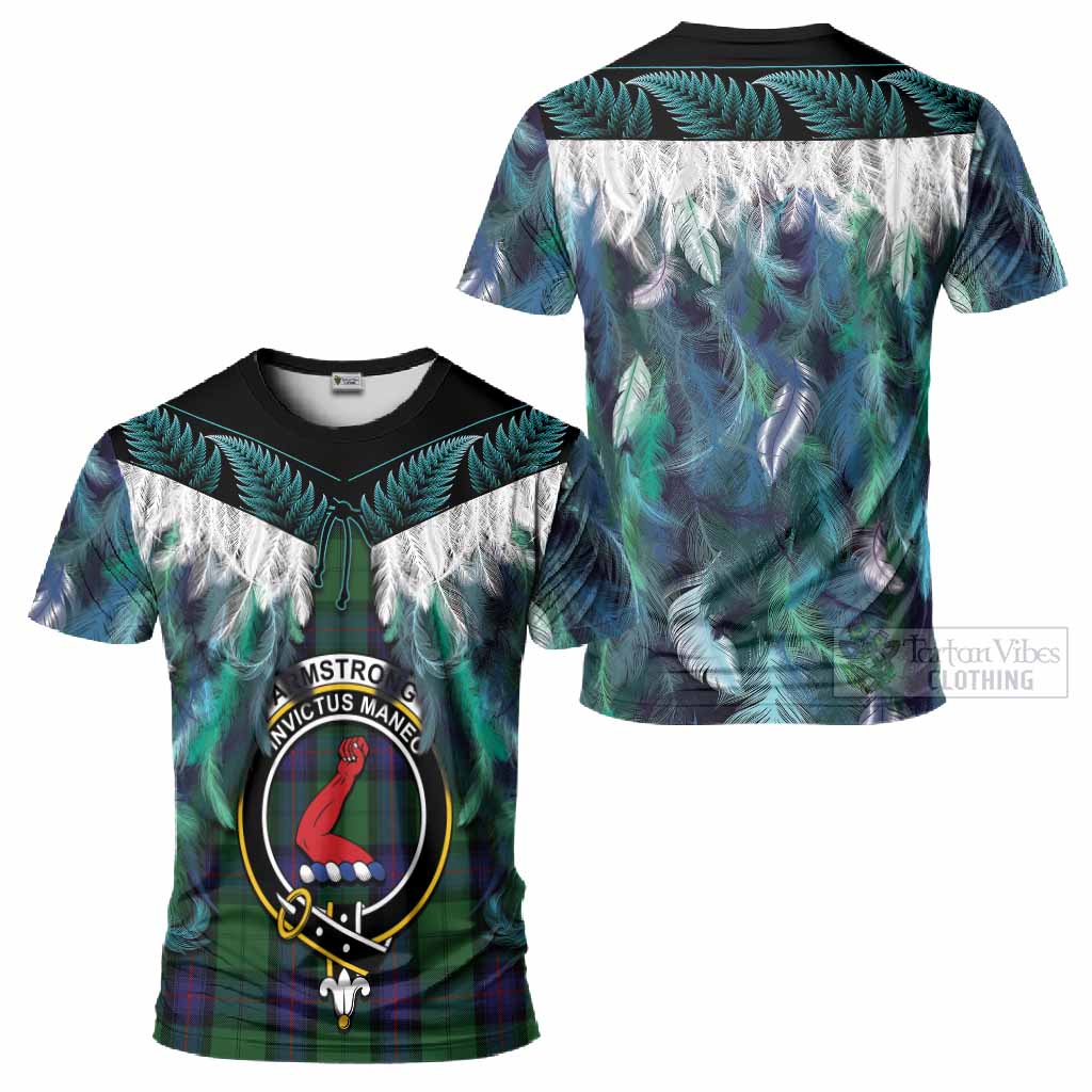 Armstrong Tartan Crest T-Shirt New Zealand Maori Korowai Cloak