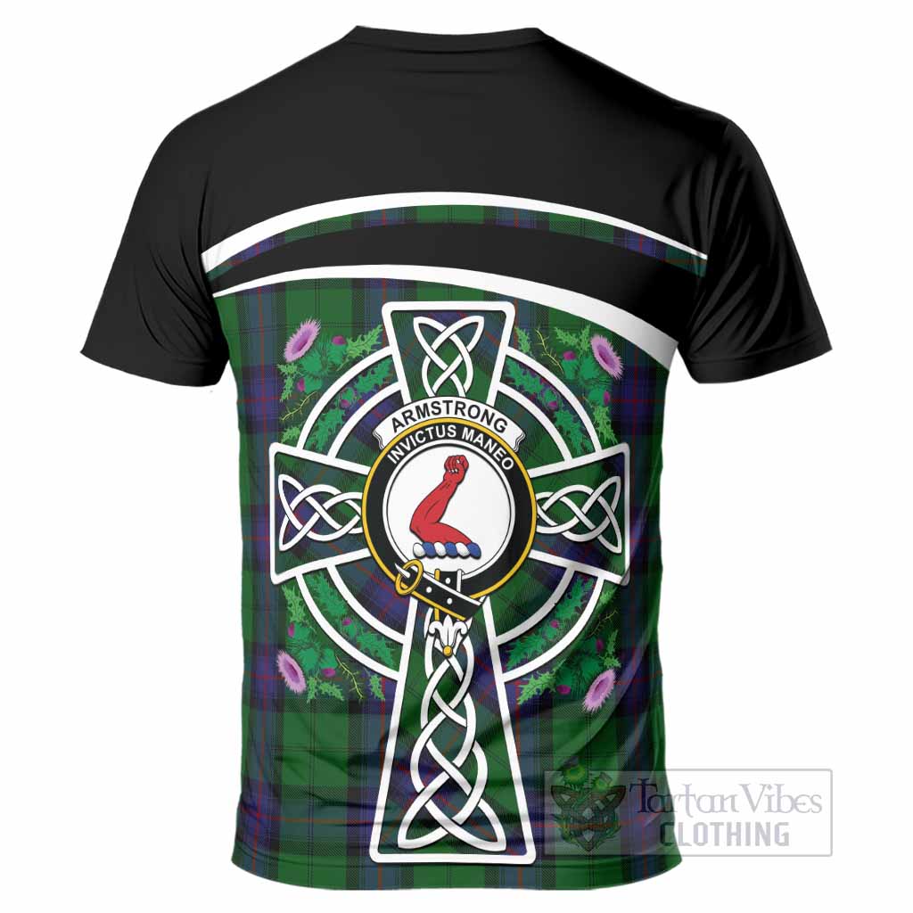 Armstrong Tartan Crest T-Shirt Scottish Thistle Celtic Cross Alba Gu Brath
