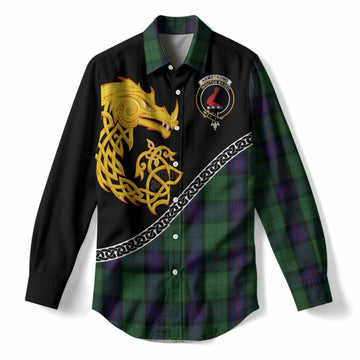 Armstrong Tartan Crest Women Casual Shirt Legendary Dragon Knot Half Style