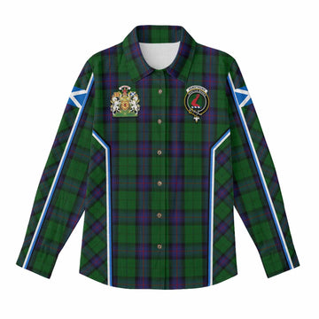 Armstrong Tartan Crest Women Casual Shirt Scotland Coat of Arm Flag Style