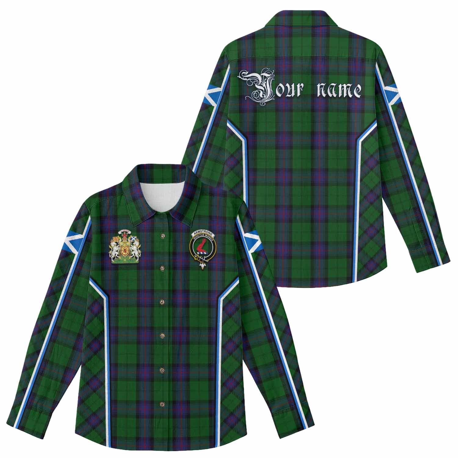 Armstrong Tartan Crest Women Casual Shirt Scotland Coat of Arm Flag Style - Tartan Vibes Clothing
