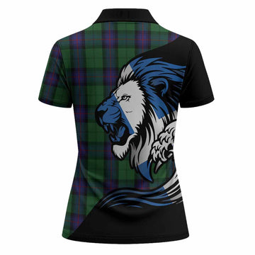Armstrong Tartan Crest Women Polo Shirt Scottish Golden Lions Wave Flow