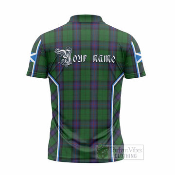 Armstrong Tartan Crest Zipper Polo Shirt Scotland Coat of Arm Flag Style