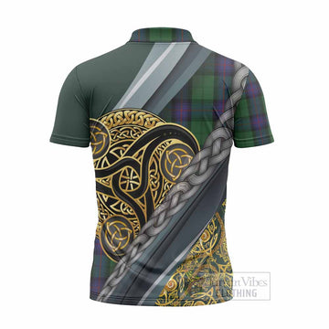 Armstrong Tartan Crest Zipper Polo Shirt Scottish Triskele Celtic