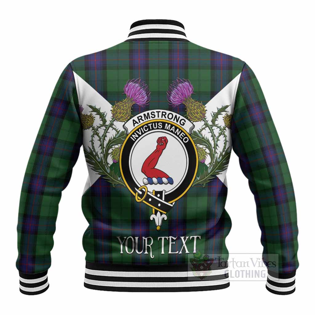 Armstrong Tartan Family Crest Baseball Jacket Scottish Burns Night Thistle Floral