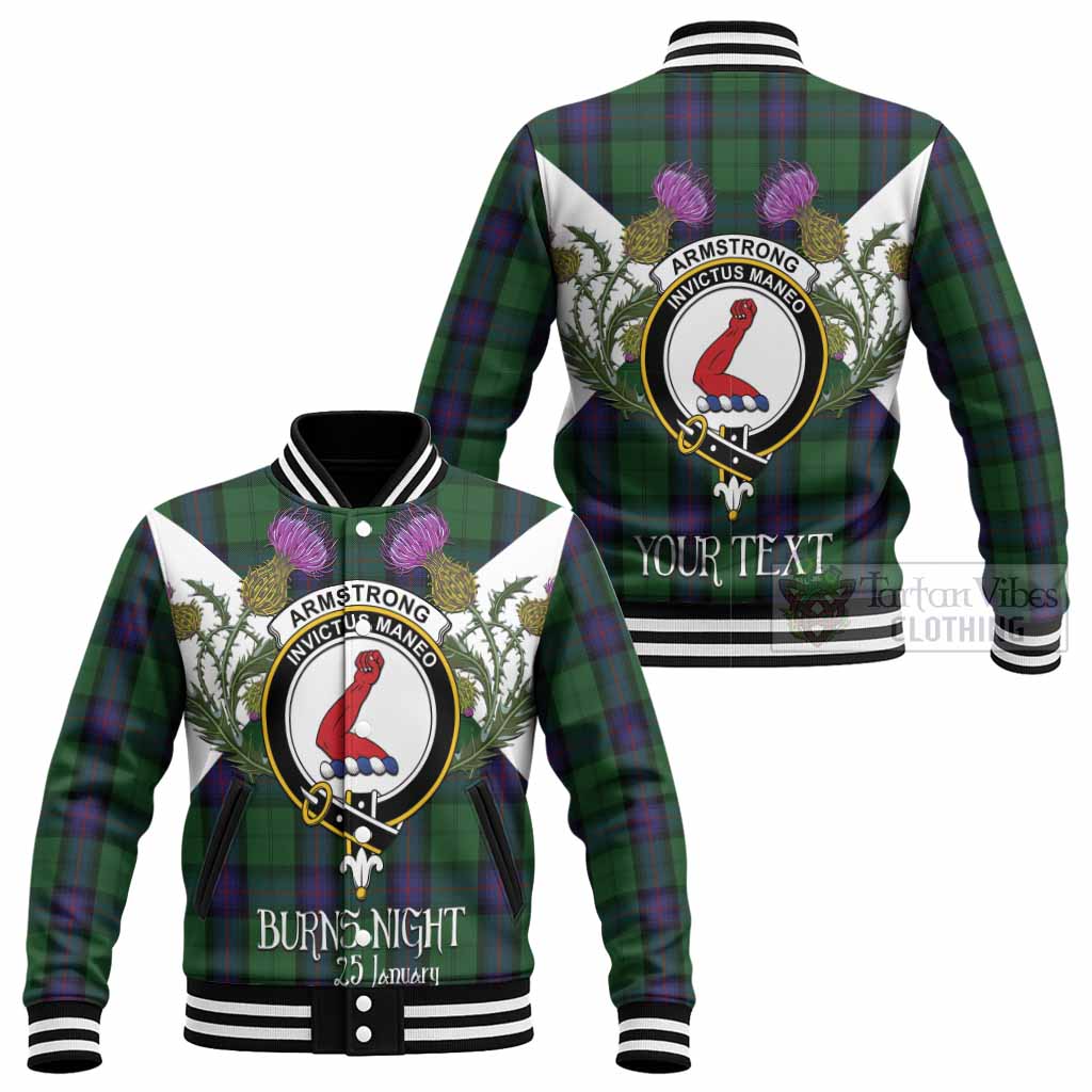 Armstrong Tartan Family Crest Baseball Jacket Scottish Burns Night Thistle Floral