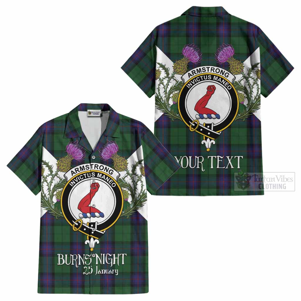 Armstrong Tartan Family Crest Cotton Hawaiian Shirt Scottish Burns Night Thistle Floral