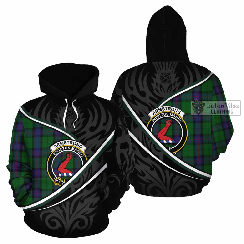 Armstrong Tartan Family Crest Cotton Hoodie Celtic Scottish Thistle Floral - Tartan Vibes Clothing