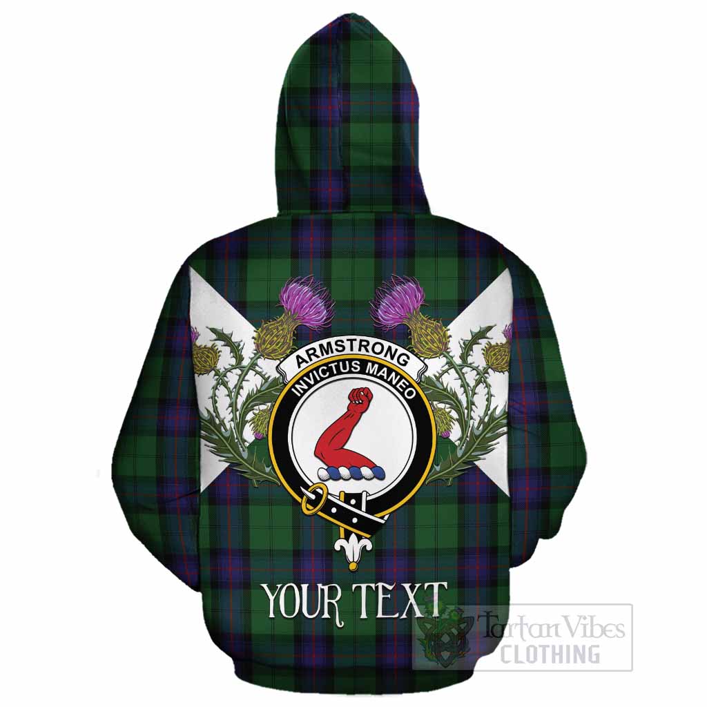 Armstrong Tartan Family Crest Cotton Hoodie Scottish Burns Night Thistle Floral