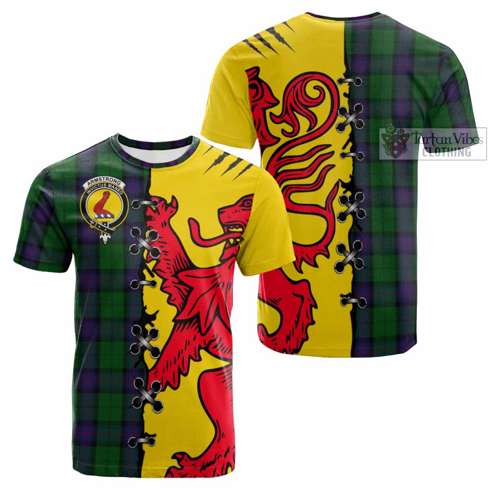 Armstrong Tartan Family Crest Cotton T-shirt Lion Rampant Honor - Tartan Vibes Clothing