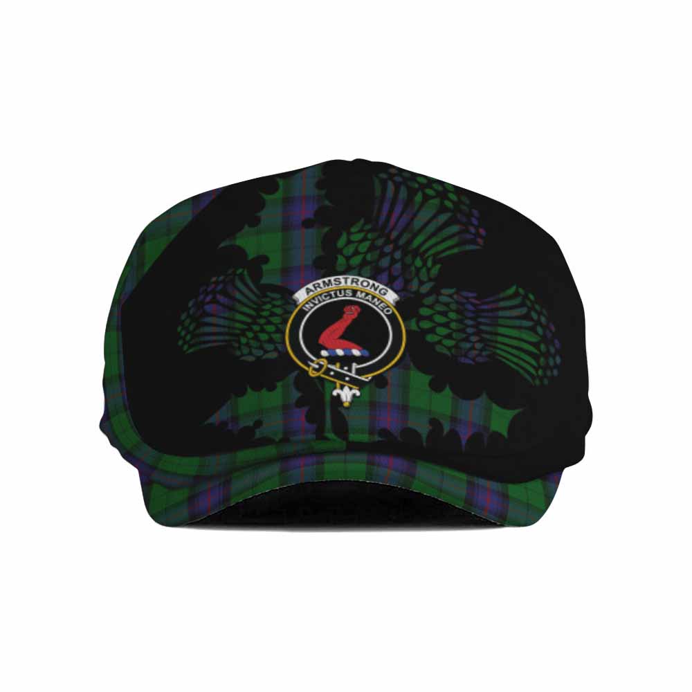 Armstrong Tartan Family Crest Flat Cap, Jeff Cap Scotland Thistle Floral