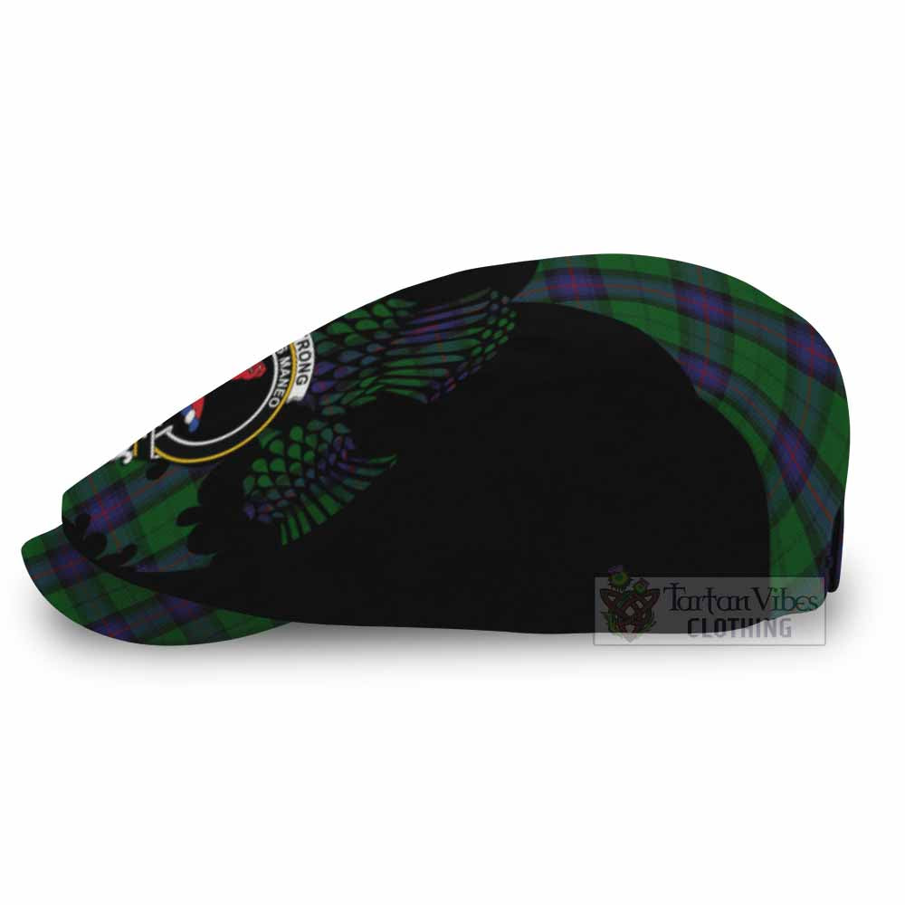 Armstrong Tartan Family Crest Flat Cap, Jeff Cap Scotland Thistle Floral
