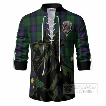 Armstrong Tartan Family Crest Ghillie Shirt Crowned Lion Roaring