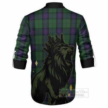 Armstrong Tartan Family Crest Ghillie Shirt Crowned Lion Roaring
