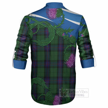 Armstrong Tartan Family Crest Ghillie Shirt Thistle in Minimalism