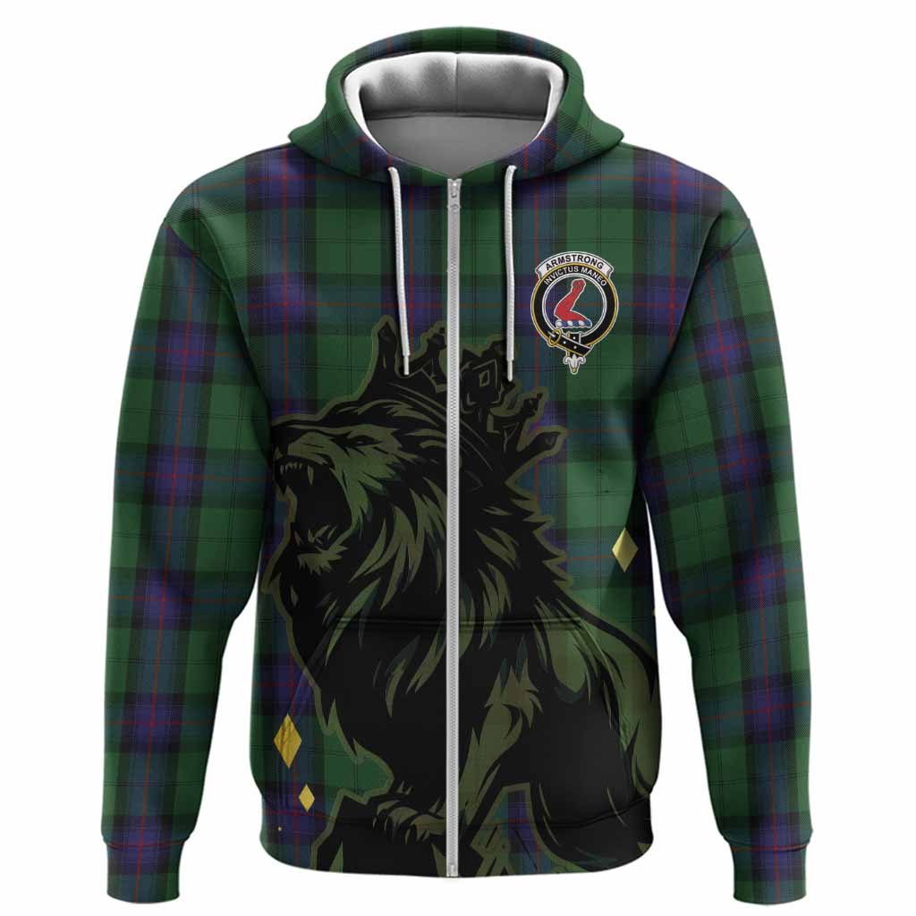Armstrong Tartan Family Crest Hoodie Crowned Lion Roaring