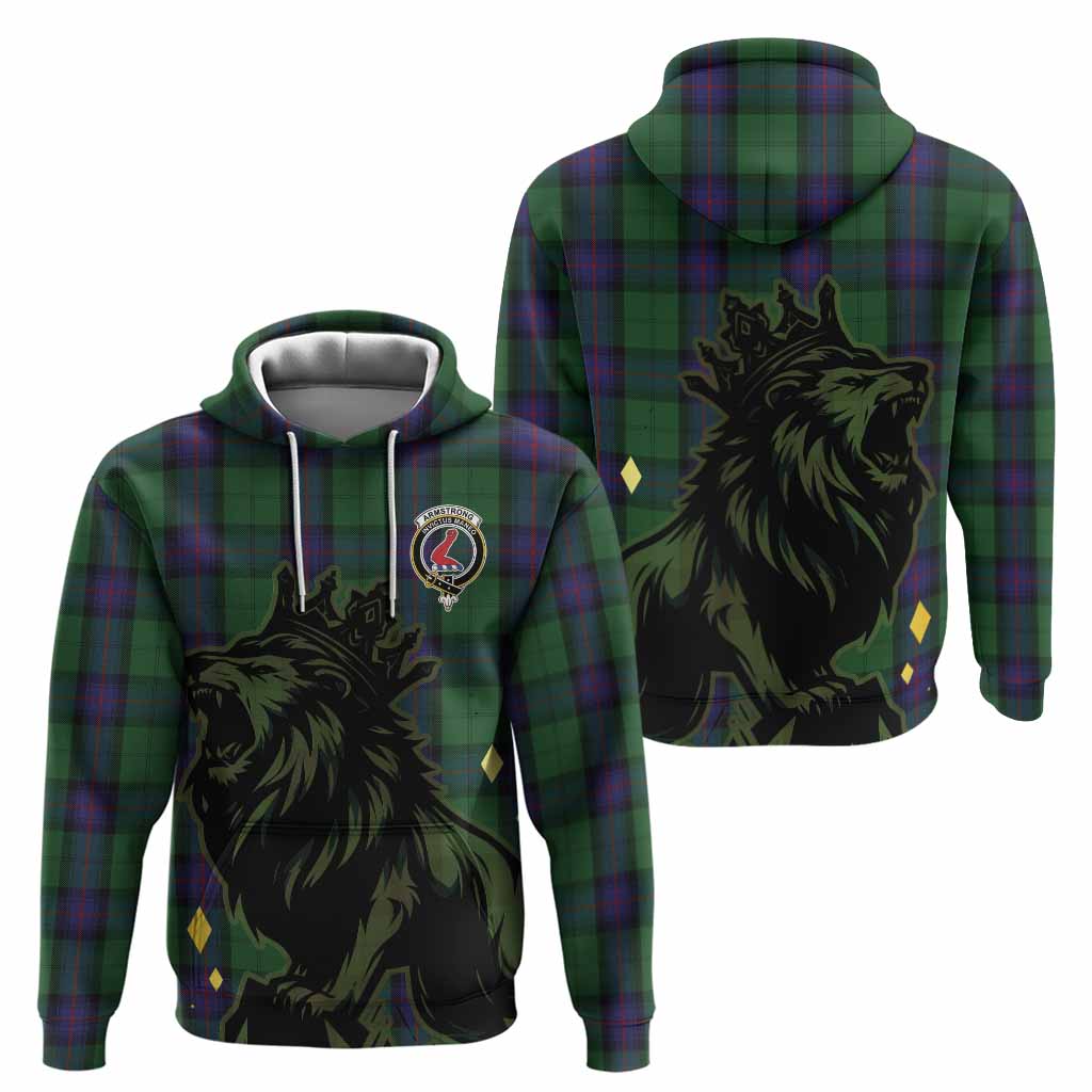 Armstrong Tartan Family Crest Hoodie Crowned Lion Roaring