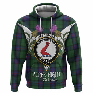 Armstrong Tartan Family Crest Hoodie Scottish Burns Night Thistle Floral