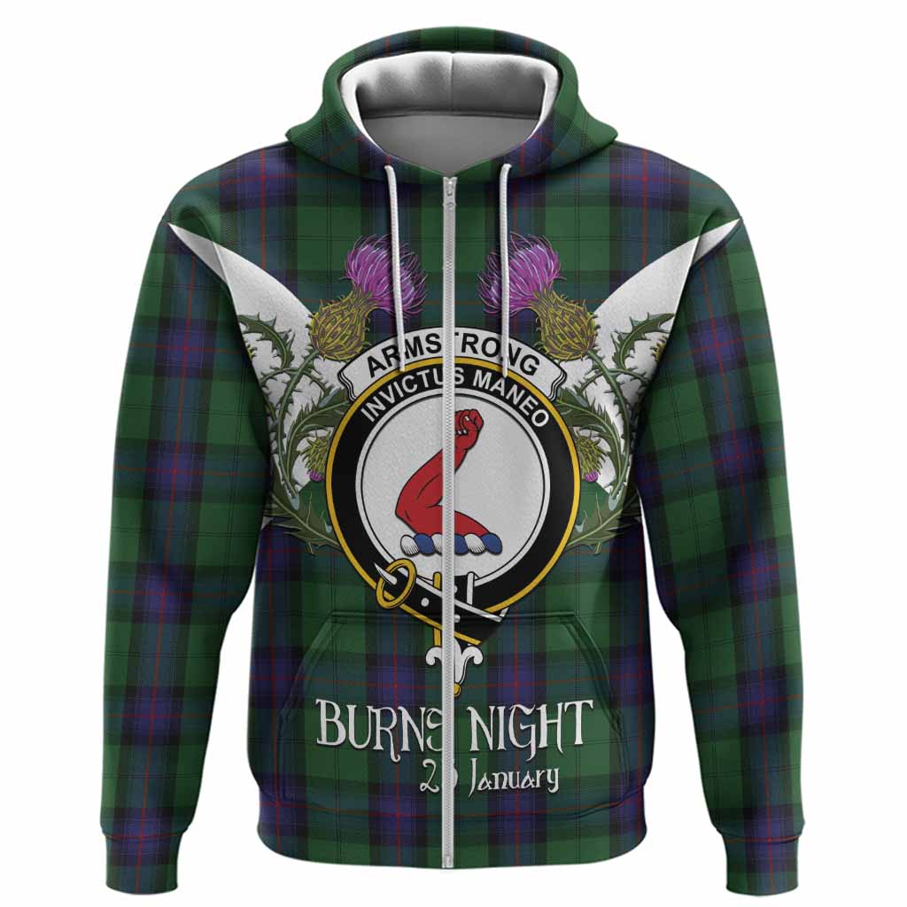 Armstrong Tartan Family Crest Hoodie Scottish Burns Night Thistle Floral