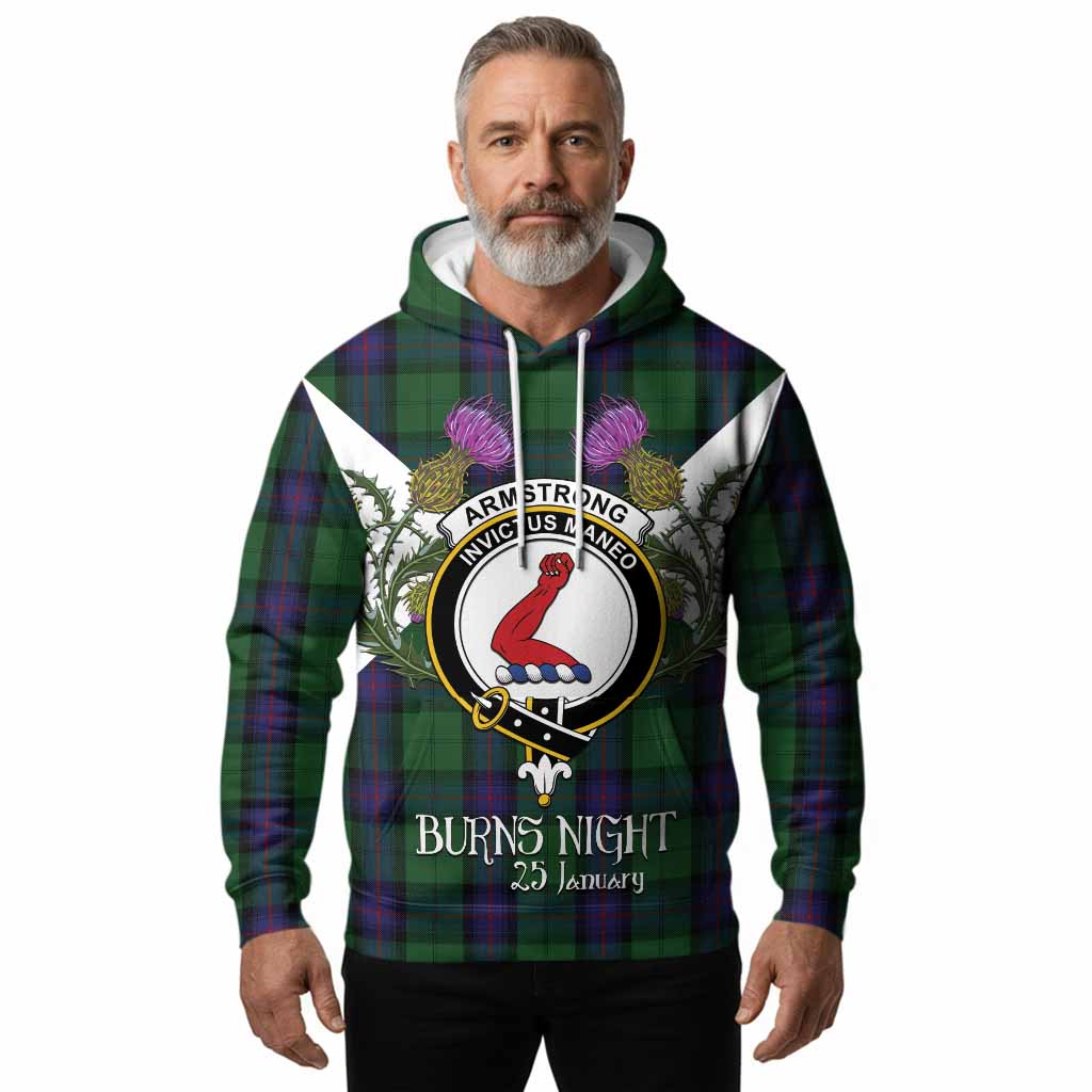 Armstrong Tartan Family Crest Hoodie Scottish Burns Night Thistle Floral