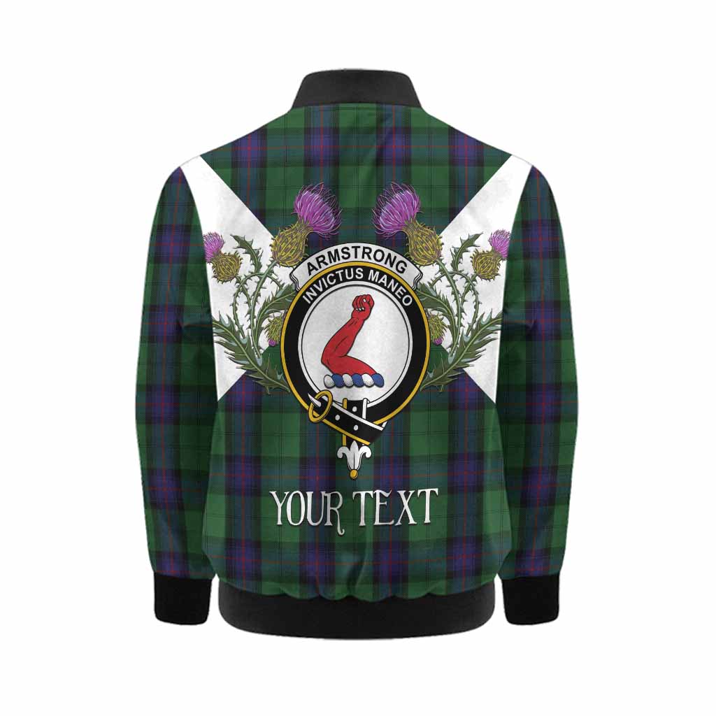 Armstrong Tartan Family Crest Kid Bomber Jacket Scottish Burns Night Thistle Floral