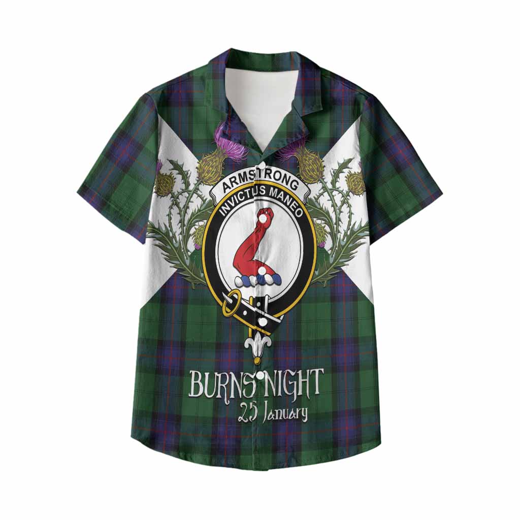 Armstrong Tartan Family Crest Kid Hawaiian Shirt Scottish Burns Night Thistle Floral