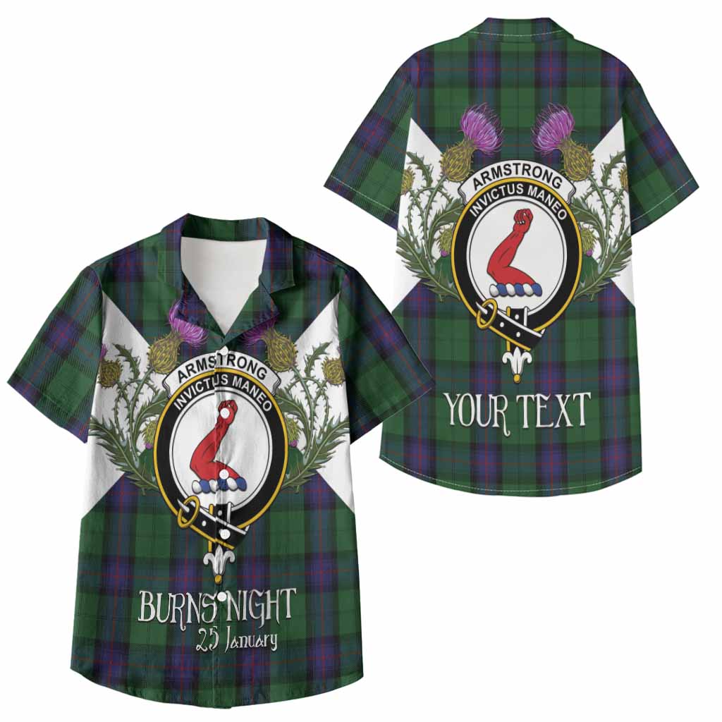 Armstrong Tartan Family Crest Kid Hawaiian Shirt Scottish Burns Night Thistle Floral