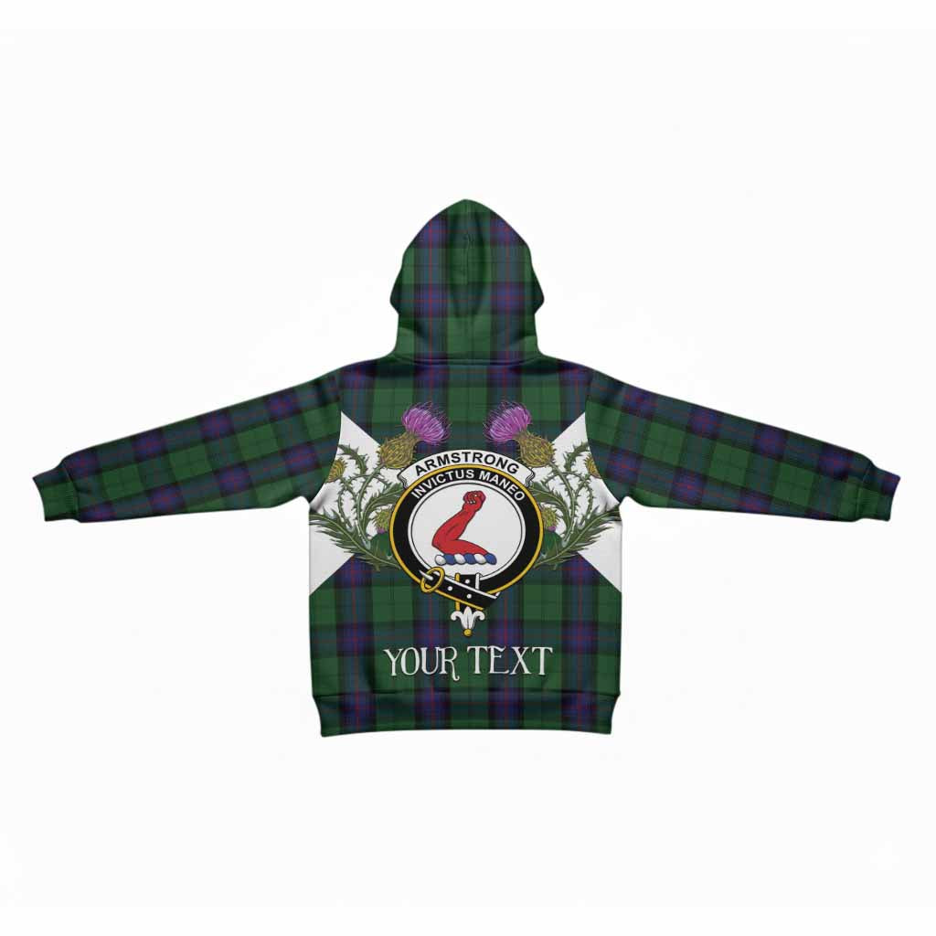 Armstrong Tartan Family Crest Kid Hoodie Scottish Burns Night Thistle Floral