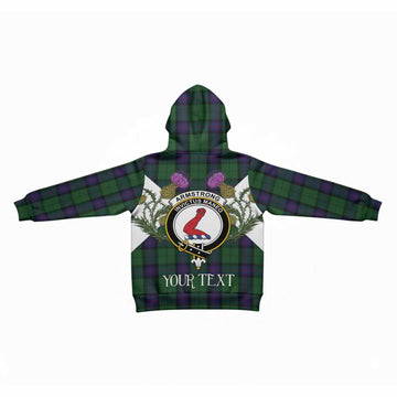 Armstrong Tartan Family Crest Kid Hoodie Scottish Burns Night Thistle Floral