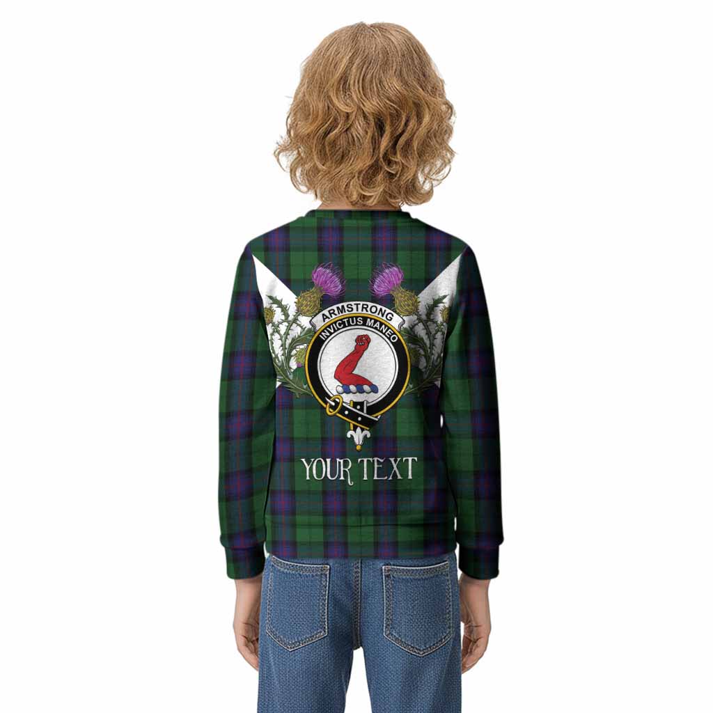 Armstrong Tartan Family Crest Kid Knitted Sweatshirt Scottish Burns Night Thistle Floral