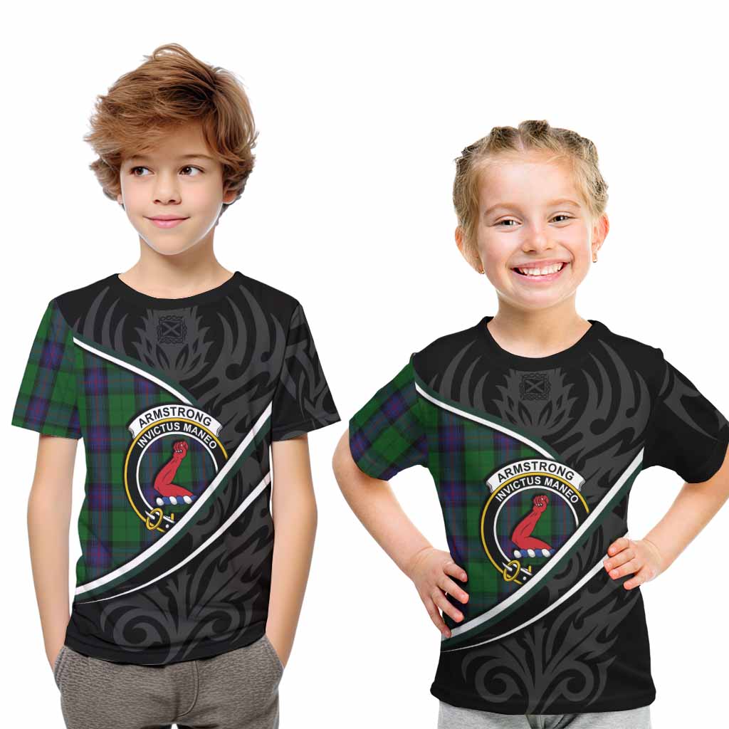 Armstrong Tartan Family Crest Kid T-shirt Celtic Scottish Thistle Floral - Tartan Vibes Clothing