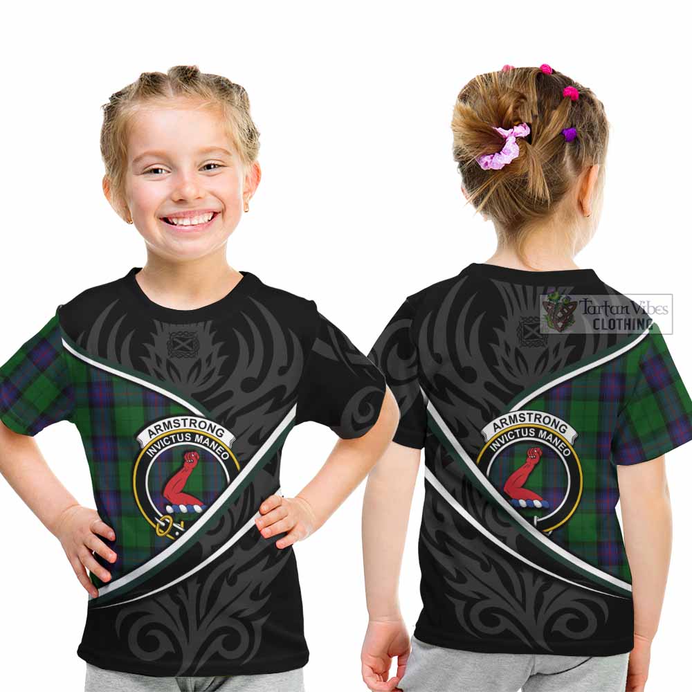 Armstrong Tartan Family Crest Kid T-shirt Celtic Scottish Thistle Floral - Tartan Vibes Clothing