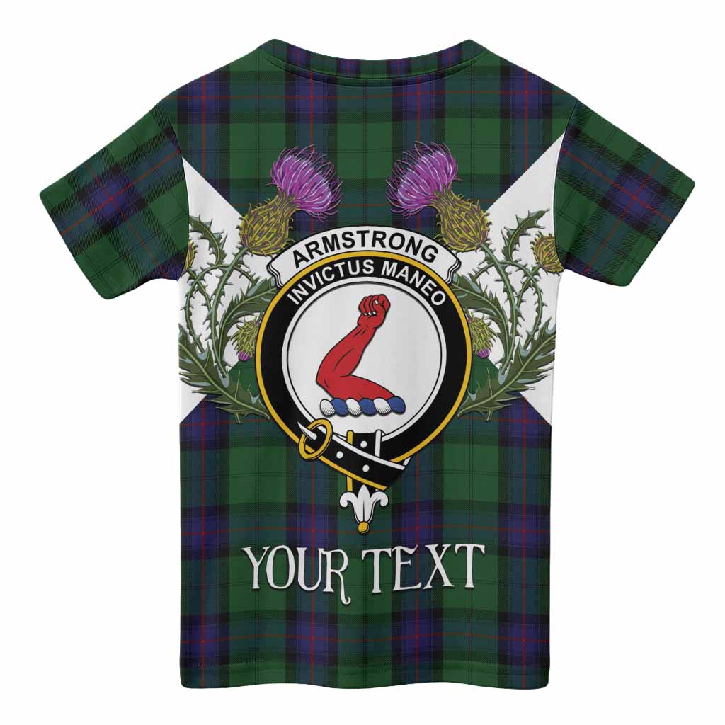 Armstrong Tartan Family Crest Kid T-shirt Scottish Burns Night Thistle Floral