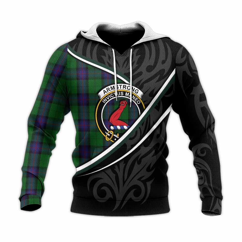 Armstrong Tartan Family Crest Knitted Hoodie Celtic Scottish Thistle Floral - Tartan Vibes Clothing