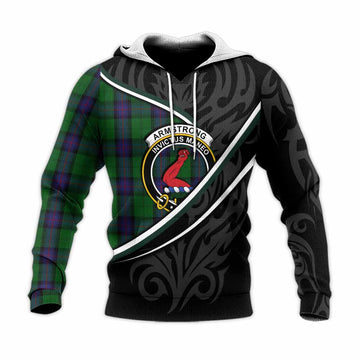 Armstrong Tartan Family Crest Knitted Hoodie Celtic Scottish Thistle Floral