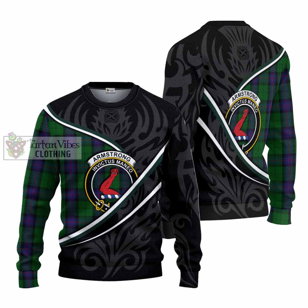 Armstrong Tartan Family Crest Knitted Sweater Celtic Scottish Thistle Floral - Tartan Vibes Clothing